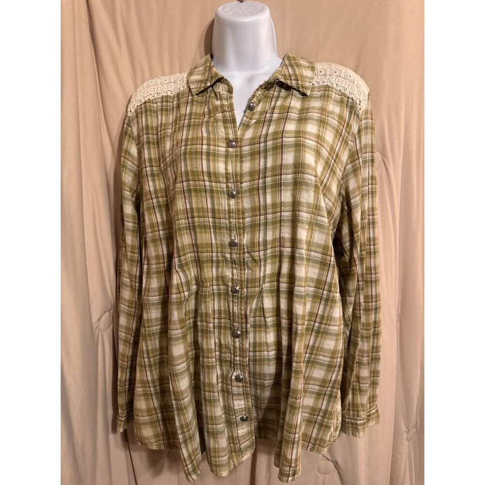 EUC Bandolina Boho Western Shirt XL With Lace